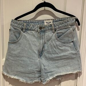 ROLLA'S Blue Jean Shorts with Frayed Hem